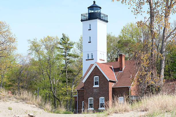 istock Presque Isle lighthouse, built in 1872 585599124