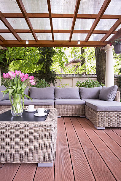 Elegant furnitures on the terrace of the house