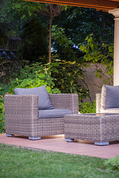 istock Beautiful wicker furnitures 585601360