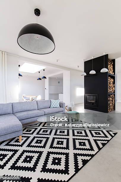 Stylish New Room Stock Photo - Download Image Now - Apartment, Carpet - Decor, Chair