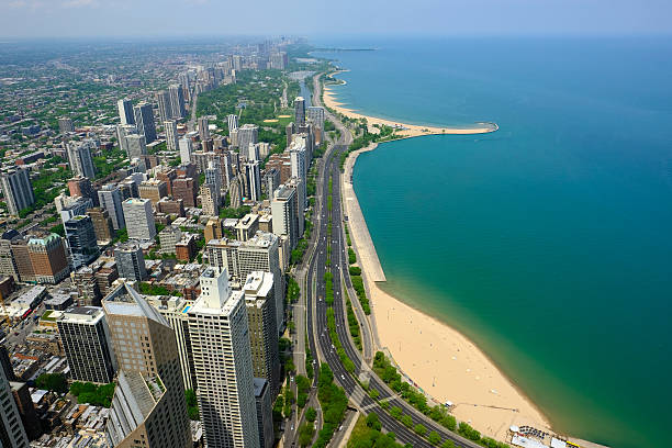 istock Chicago skyline aerial view 585602126