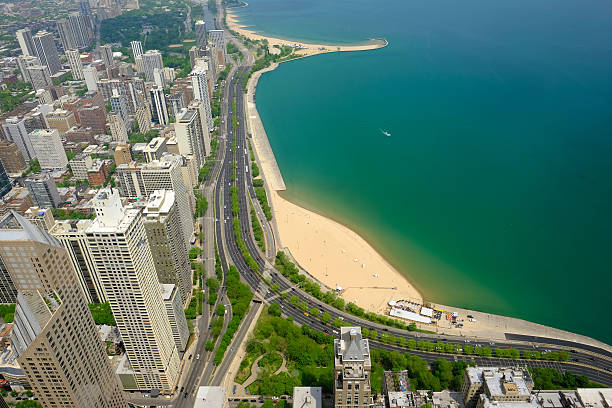 istock Chicago skyline aerial view 585602278