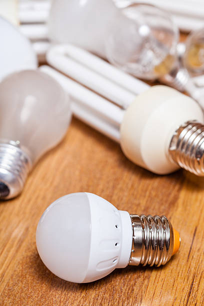 istock energy saving LED lamp and pile of old bulbs 585602338