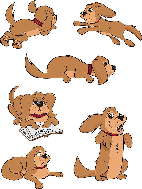 coleção fofo cão - ilustração de arte em vetor
