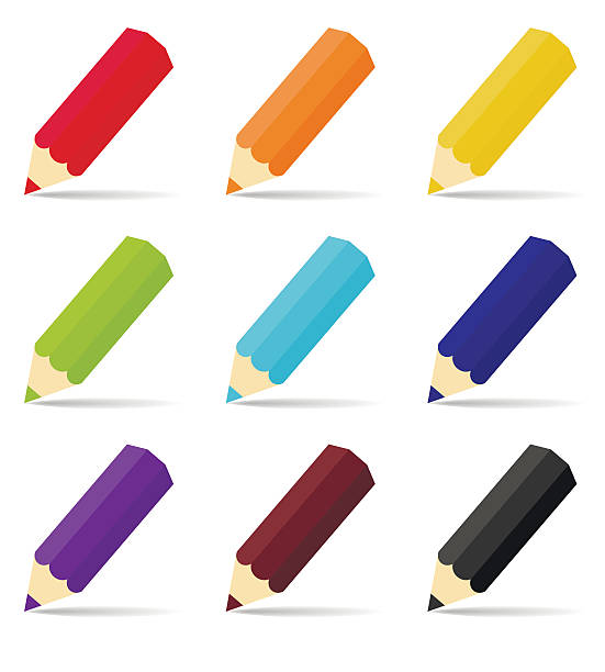 Pencils set vector Set of colored pencils on white background. Isolated objects, vector illustration how to draw a school building clip art stock illustrations