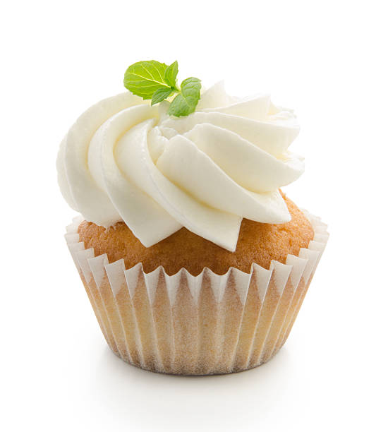 istock Cupcake with mint flavoured cream isolated on white background. 585605134