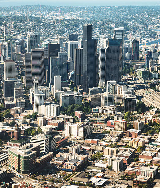 istock Seattle downtown area from the helicopter 585605326