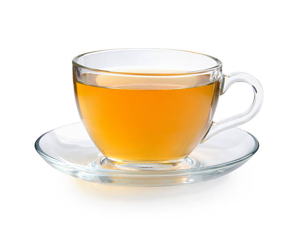 istock Glass cup of tea isolated on a white background with 585606420