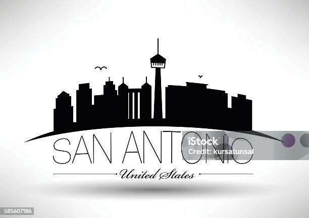Vector San Antonio City Skyline Design Stock Illustration - Download Image Now - San Antonio - Texas, Vector, Urban Skyline