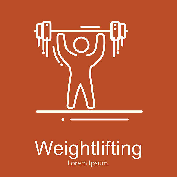 Weightlifting icon, sportsman with barbell, strong athlete vector illustration Weightlifting icon, sportsman with barbell strong athlete vector illustration cartoon muscular man lifting heavy weights stock illustrations