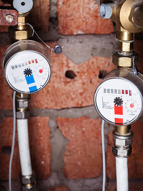 istock pair new mechanical water meters 585608194