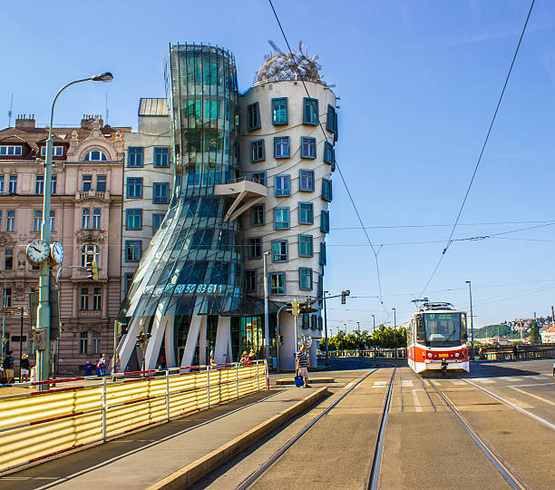Dancing House in Prague Czech Republic Prague, Czech Republic - July 10, 2016: Dancing House in Prague Czech Republic. Horizontal composiiton. Image developed from RAW format. dancing house prague stock pictures, royalty-free photos & images