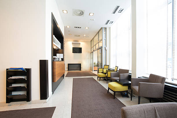 istock Elegant hotel cafe interior 585609910