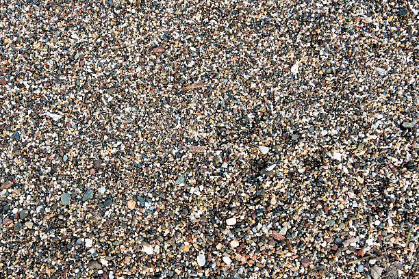 istock Sea sand texture made of shell and stone pieces. 585609980