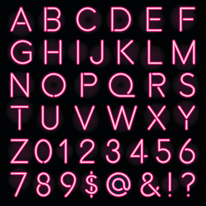 istock Pink Neon Style Lettering Alphabet Set 585610848