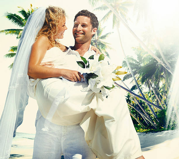 istock Marriage Couple Beach Wedding Happiness Concept 585612916