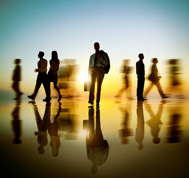 istock Business People Commuter Walking Abstract  Concept 585613086