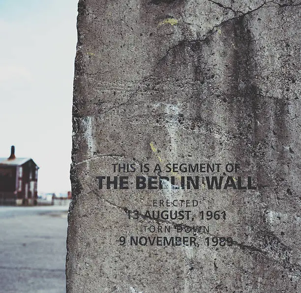 A segment of the Berlin Wall on display for the public in Lunenburg, Nova Scotia.