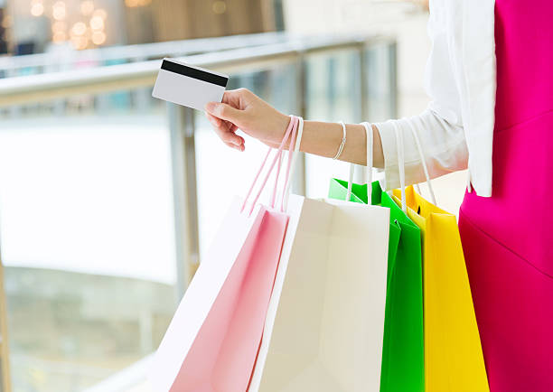 istock Shopping with a credit card 585616534
