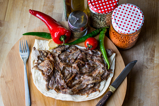 Turkish Traditional Doner Portion at the Restaurant.