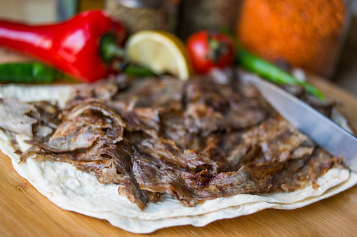 Turkish Traditional Doner Portion at the Restaurant.