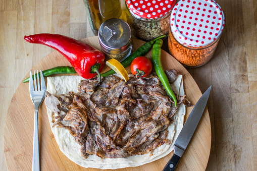 Turkish Traditional Doner Portion at the Restaurant.