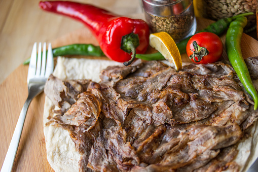 Turkish Traditional Doner Portion at the Restaurant.