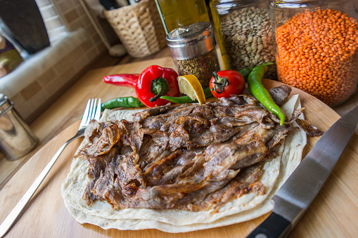 Turkish Traditional Doner Portion at the Restaurant.