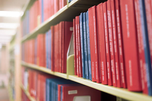 istock blue and red library bookshelf with glow 585621450