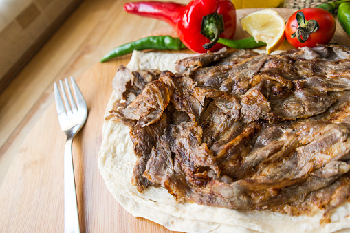 Turkish Traditional Doner Portion at the Restaurant.