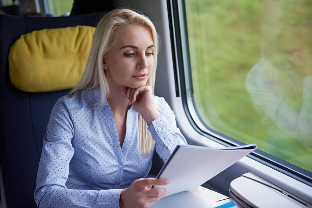 istock Working woman in the train 585622582