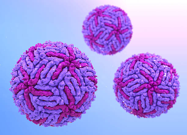 Zika viruses on colorful space background, viruses which cause Zika fever found in Brazil. Zika fever in pregnant women leads to microcephaly in fetus.