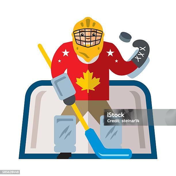 Vector Hockey Goalkeeper Flat Style Colorful Cartoon Illustration Stock Illustration - Download Image Now