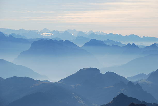 istock Hasy panoramic view of Swiss alps 585628582