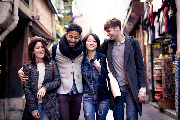 istock Multi-ethnic group of friends having fun in Paris, Quartier Latin 585628774