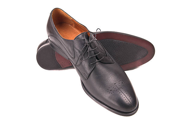 istock Classic male black leather shoes 585766738