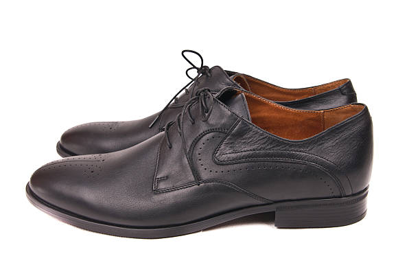 istock Classic male black leather shoes 585767428