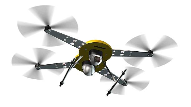 istock drone quadrocopter with camera in flight isolated on white 585768880