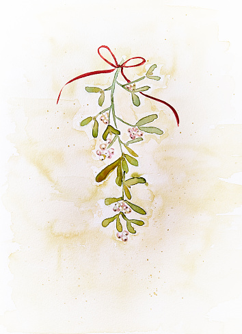 Vintage Watercolor Mistletoe