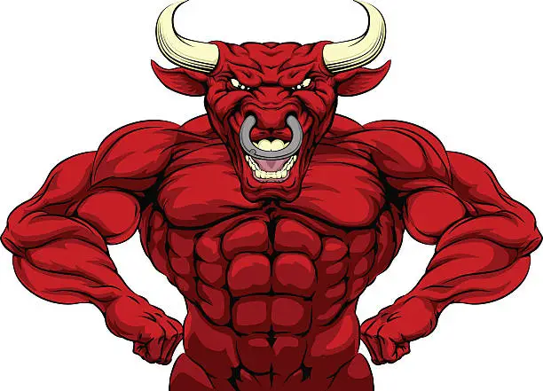 Vector illustration of Bull Sports Mascot