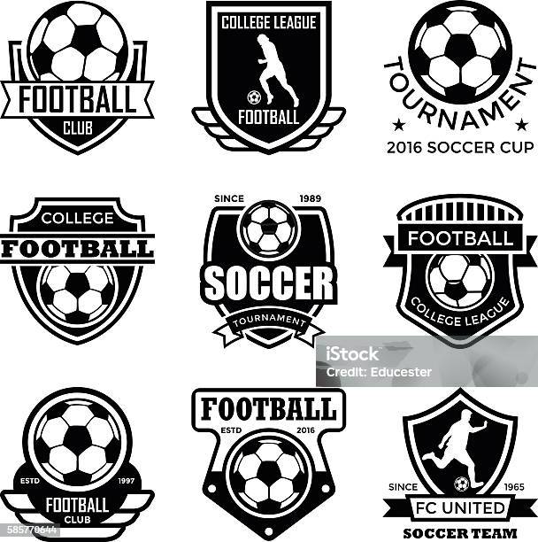 Football Badges Stock Illustration - Download Image Now - Soccer, Soccer Ball, Club Soccer