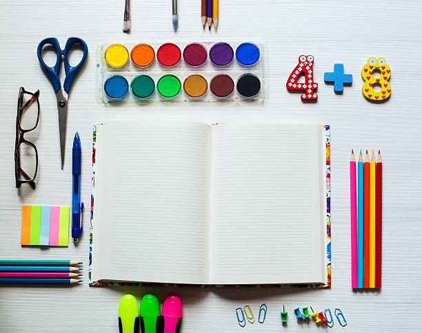 istock Back to school and office supplies background 585772050
