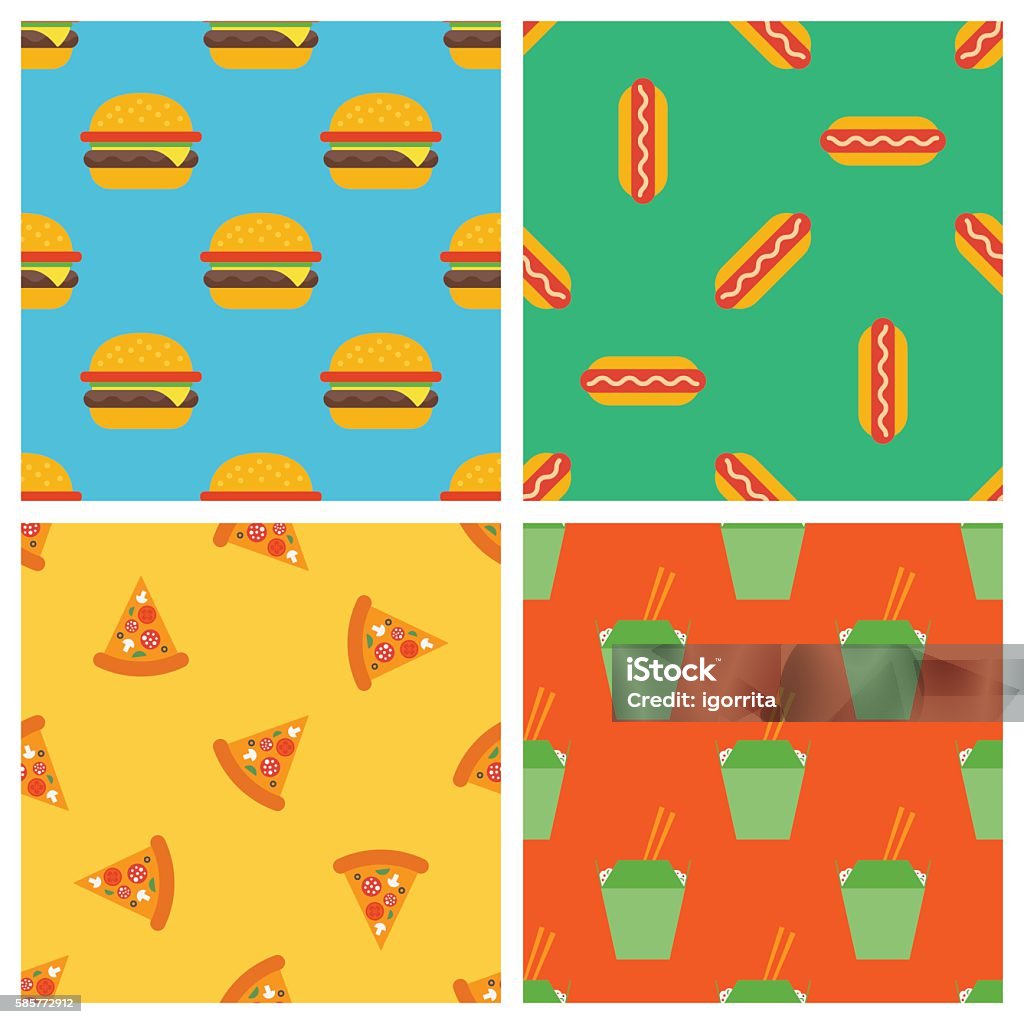 Fast Food Stock Pattern Set Of Fast Food Seamless Patterns Stock Illustration - Download Image ...