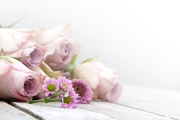 istock Still Life with pastel roses and daisies 585772990