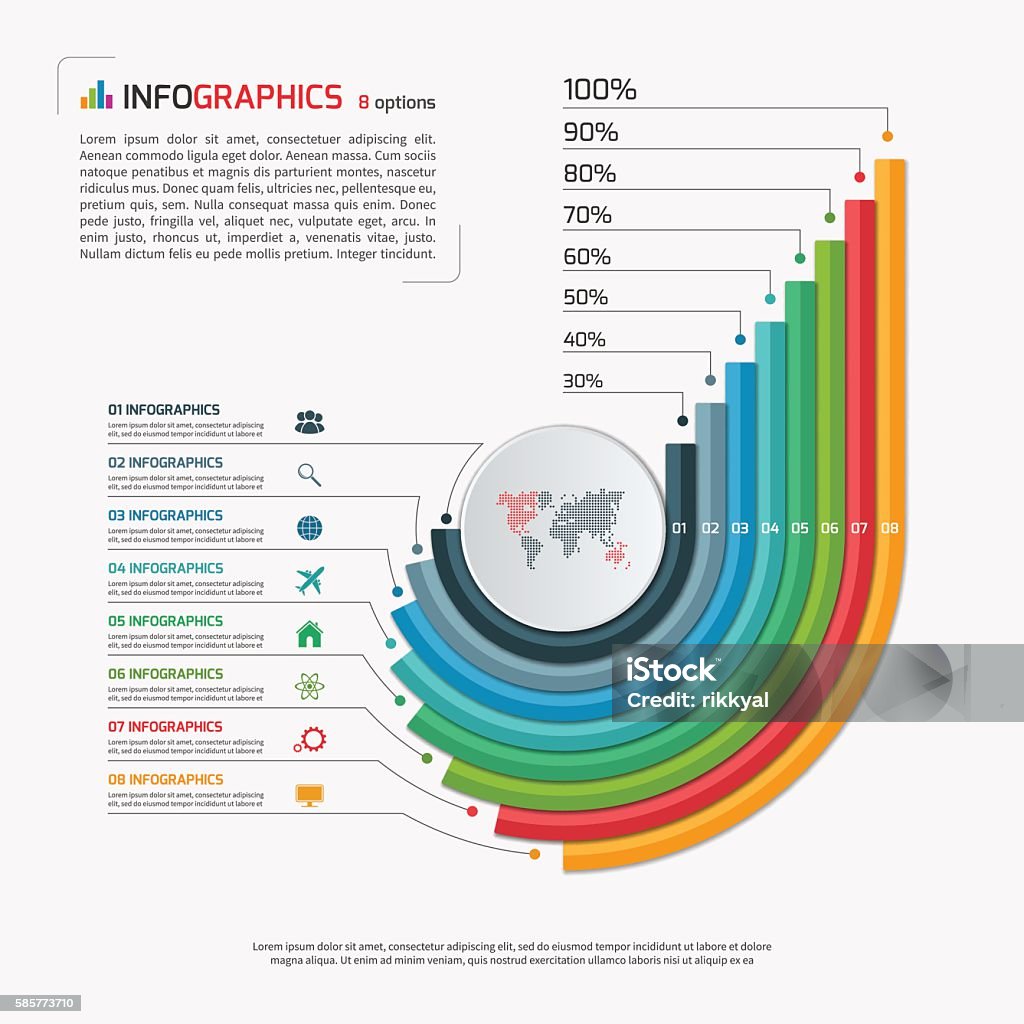 8 Rounded Infographic Circle Infographic Template With 8 Options Stock Illustration ...