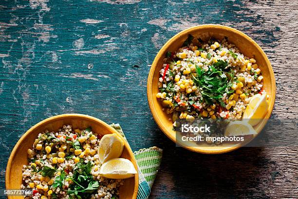 Bulgur And Vegetables Salad Stock Photo - Download Image Now - Bowl, Cereal Plant, Salad