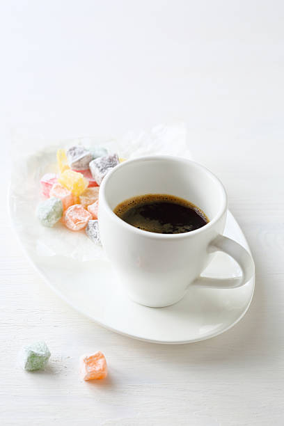 istock Cup of coffee and jelly dessert 585773884