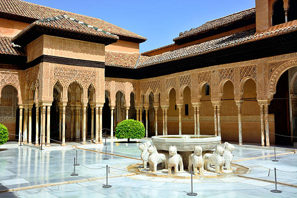 Court of the Lions, Granada Moorish arches in the Court of the Lions, Alhambra, Granada granada stock pictures, royalty-free photos & images
