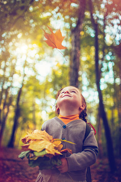 istock Little girl in autumn park 585774938