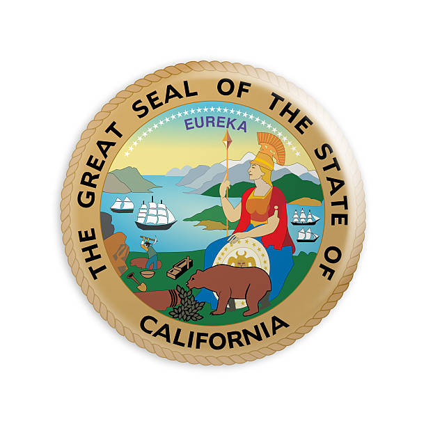 insignia us state seal california, ilustración 3d - state seal fotografías e imágenes de stock